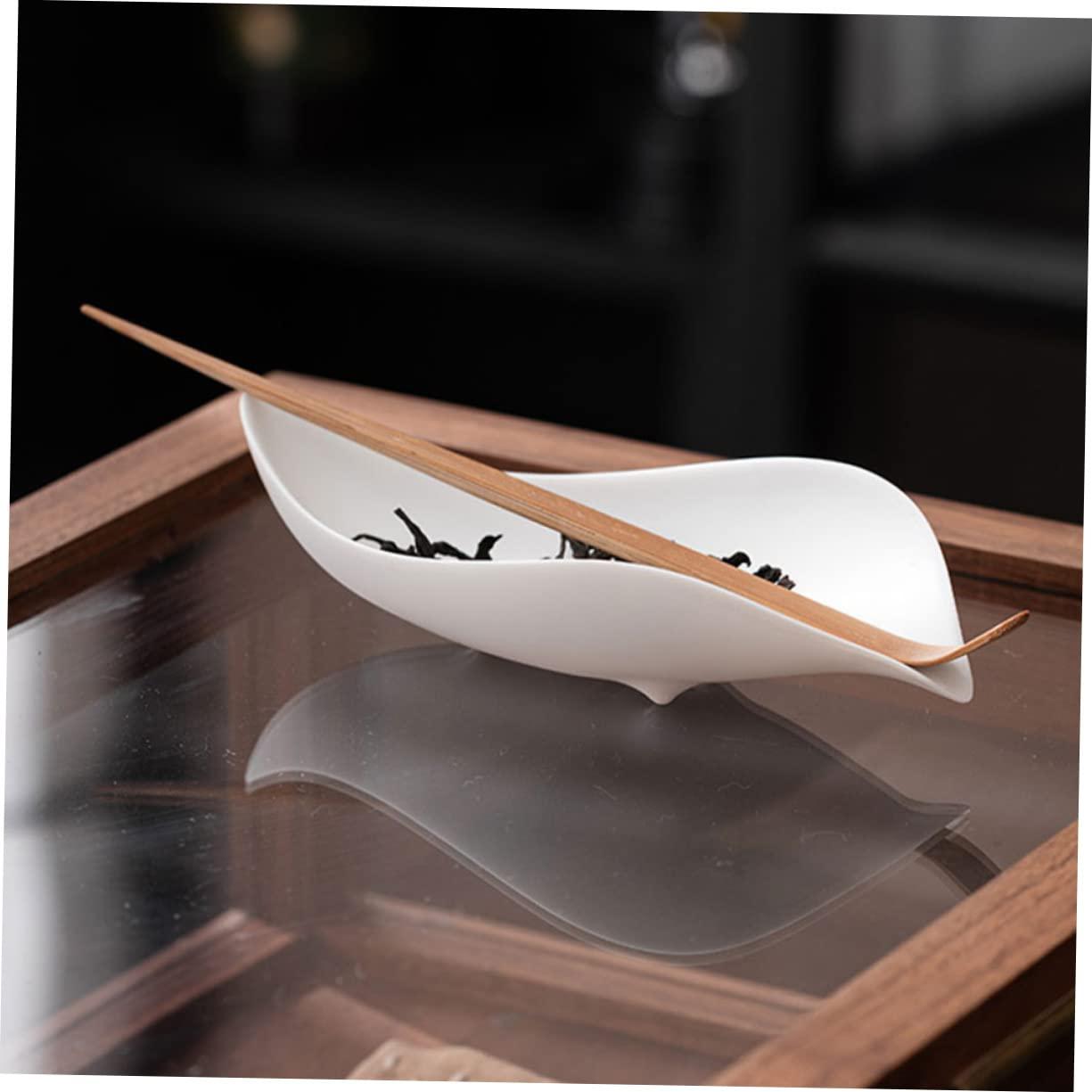 CONGARTENO CONGARTENO 1 Set Tea Spoon Tea Vessel Chinese Tea Tray Loose Tea Leaf Shovel Dosing Cup Tea Presentation Vessel Exquisite Tea Shovel Loose Tea Scoop Small Tea Scoop Niche Zero White Ceramics