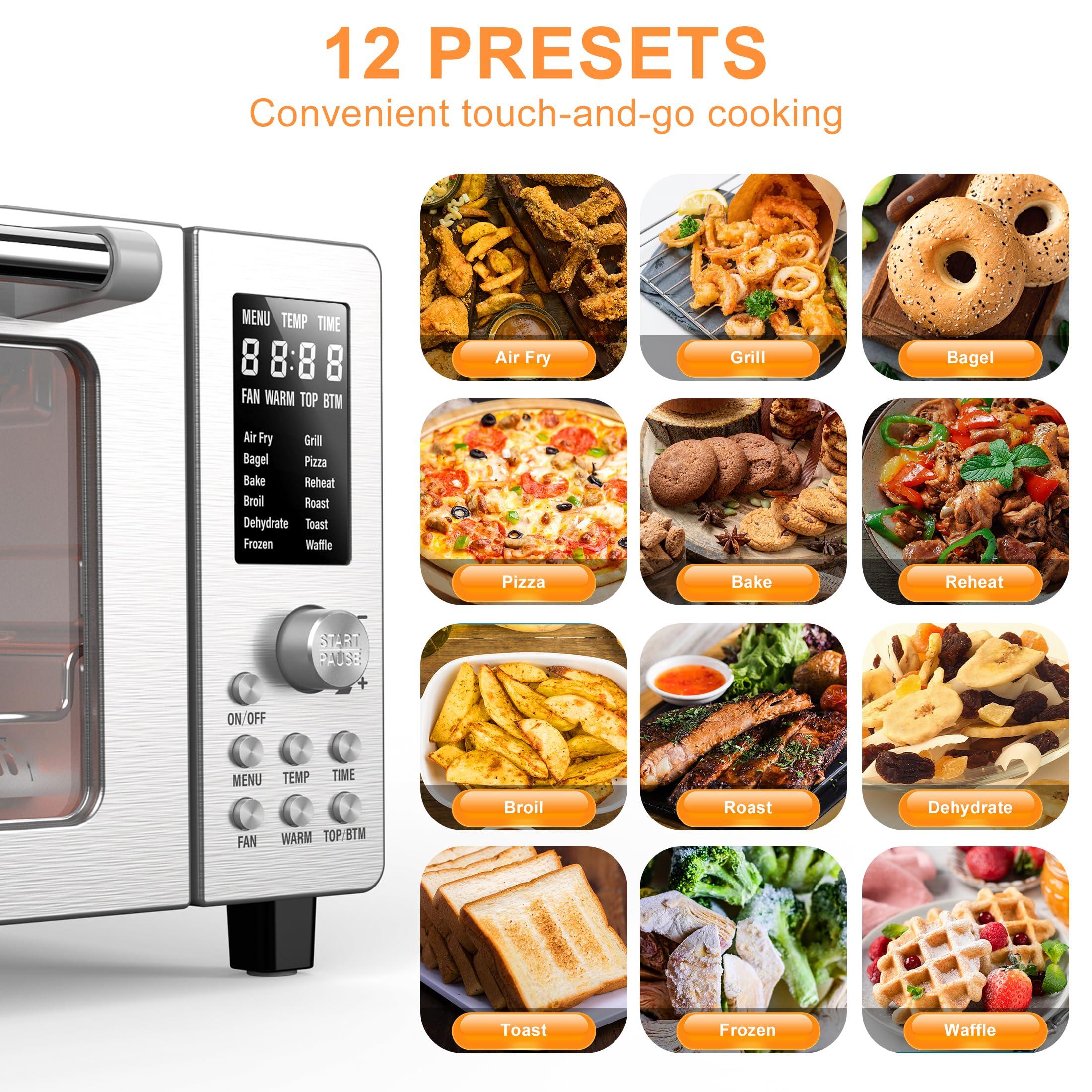 Nuwave Nuwave Bravo Air Fryer Toaster Smart Oven, 12-in-1 Countertop Convection, 1800 Watts, 21-Qt Capacity, 50-450F Temp Controls, Top and Bottom Heater Adjustments 0%-100%, PFAS Free, Stainless Steel