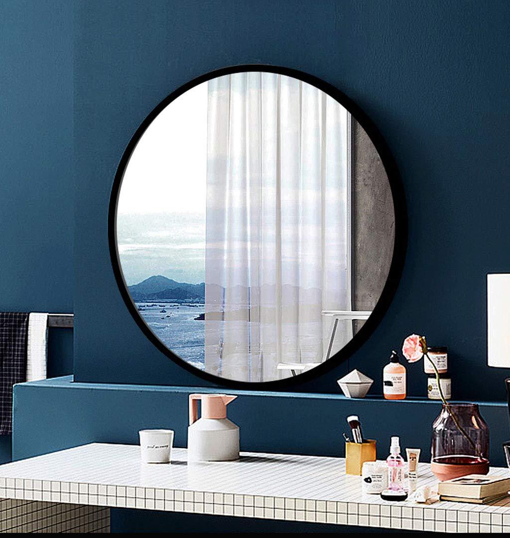 LAXF-Mirrors Modern Large Round Mirror, Round Wall Mirror, Circle Metal Framed Mirror, Home Decor Mirror, Black Mirror for Bathroom, Living Rooms, Entryways
