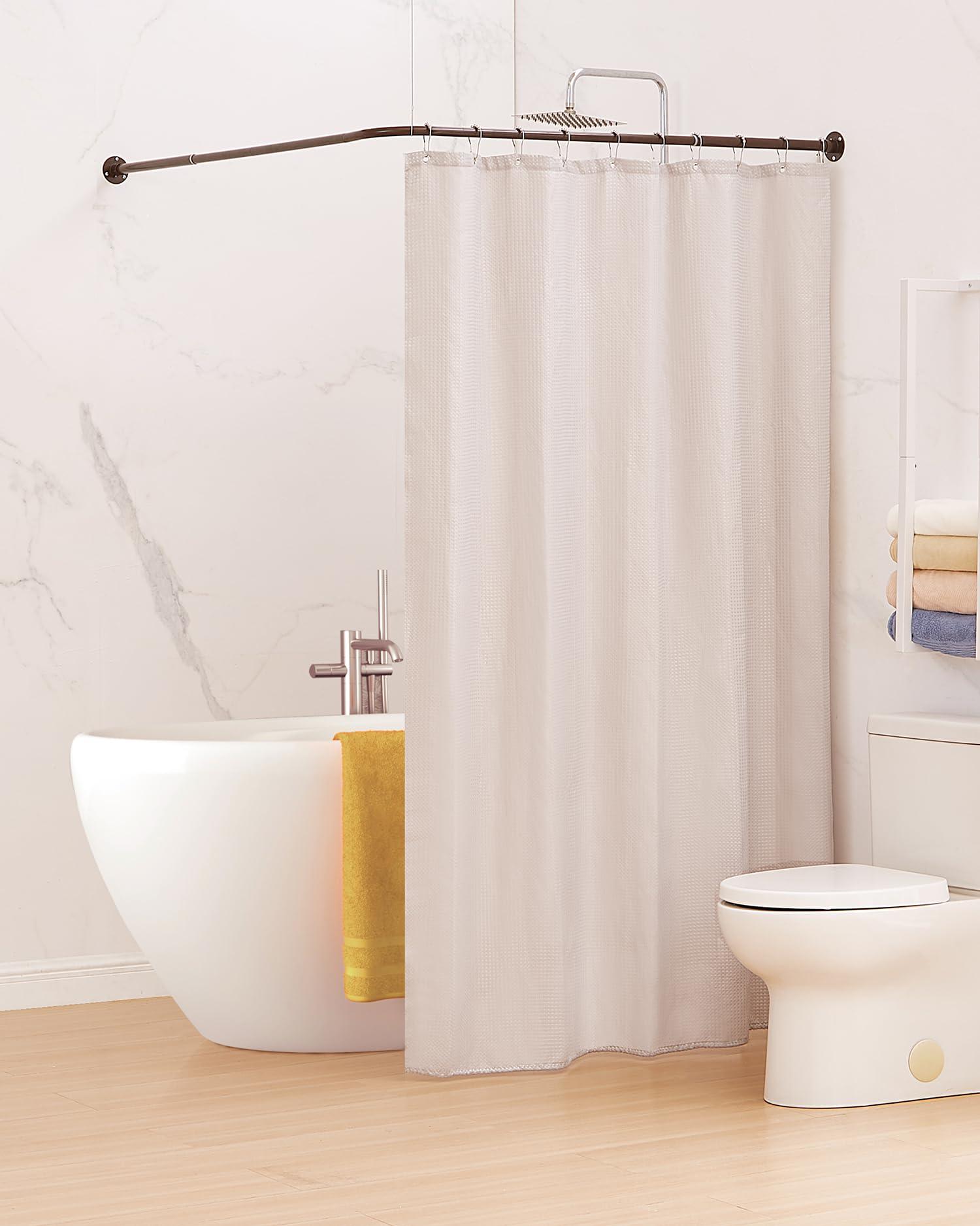 crkmire Crkmire Corner Shower Curtain Rod, Coffee [39"-69"] x [55"-85"] Adjustable L Shaped Shower Rod No-Sagging 90 Degree Curved Curtain Rod for Bathroom Bathtub with 12 Ring Hooks & Ceiling Support