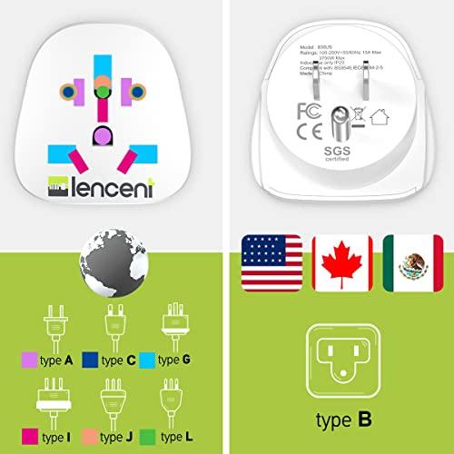 LENCENT LENCENT World to US Plug Adapter, [2 Packs] European EU Europe/UK/Australia/China/Italy to USA American Outlet Power Adaptor Travel Plug Converter