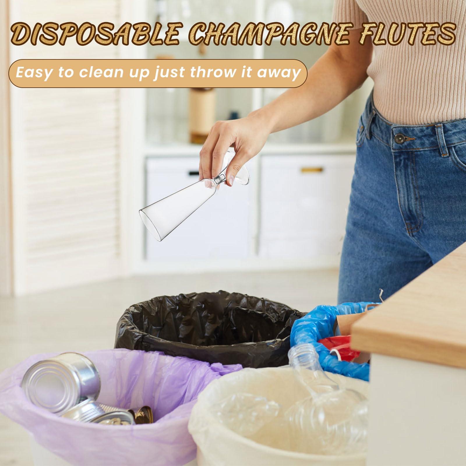 CALBODE CALBODE 50 Pack Plastic Champagne Glasses 5 OZ Clear Disposable Champagne Flutes Plastic Mimosa Cups Acrylic Wedding, Toasting Glasses for Party, Birthday, Cocktail Cups Bulk