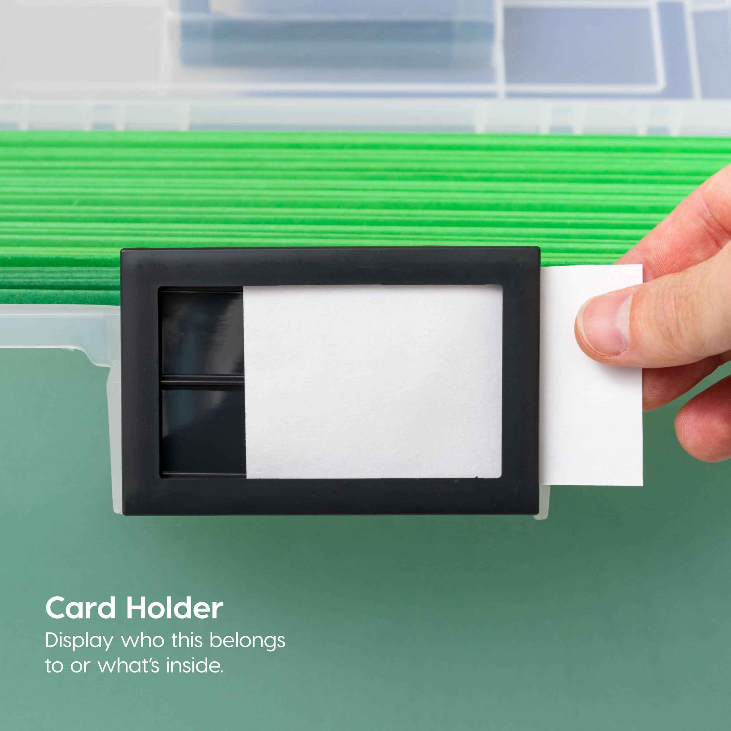 IRIS USA, Inc. IRIS USA File Box WeatherPro Portable File Organizer Plastic File Box for Letter File w/ Organizer-Lid, Durable Lid and Gasket Seal, Secure Latching Buckles, Stackable, Lockable, Clear 19 Qt. 4 Pack