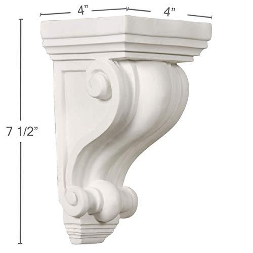 Ekena Millwork Ekena Millwork COR04X04X07DE 4-Inch W x 4-Inch D x 7 1/2-Inch H Devon Corbel , White
