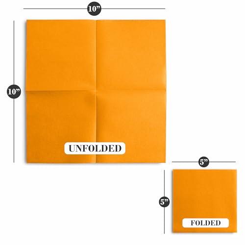 Servietto Disposable Linen-Feel Cocktail Napkins, 200-Pack 5\" x 5\" ORANGE Paper Beverage Napkins For Bar, Restaurant And Caf, Dessert Napkins For Party, Wedding Or Event