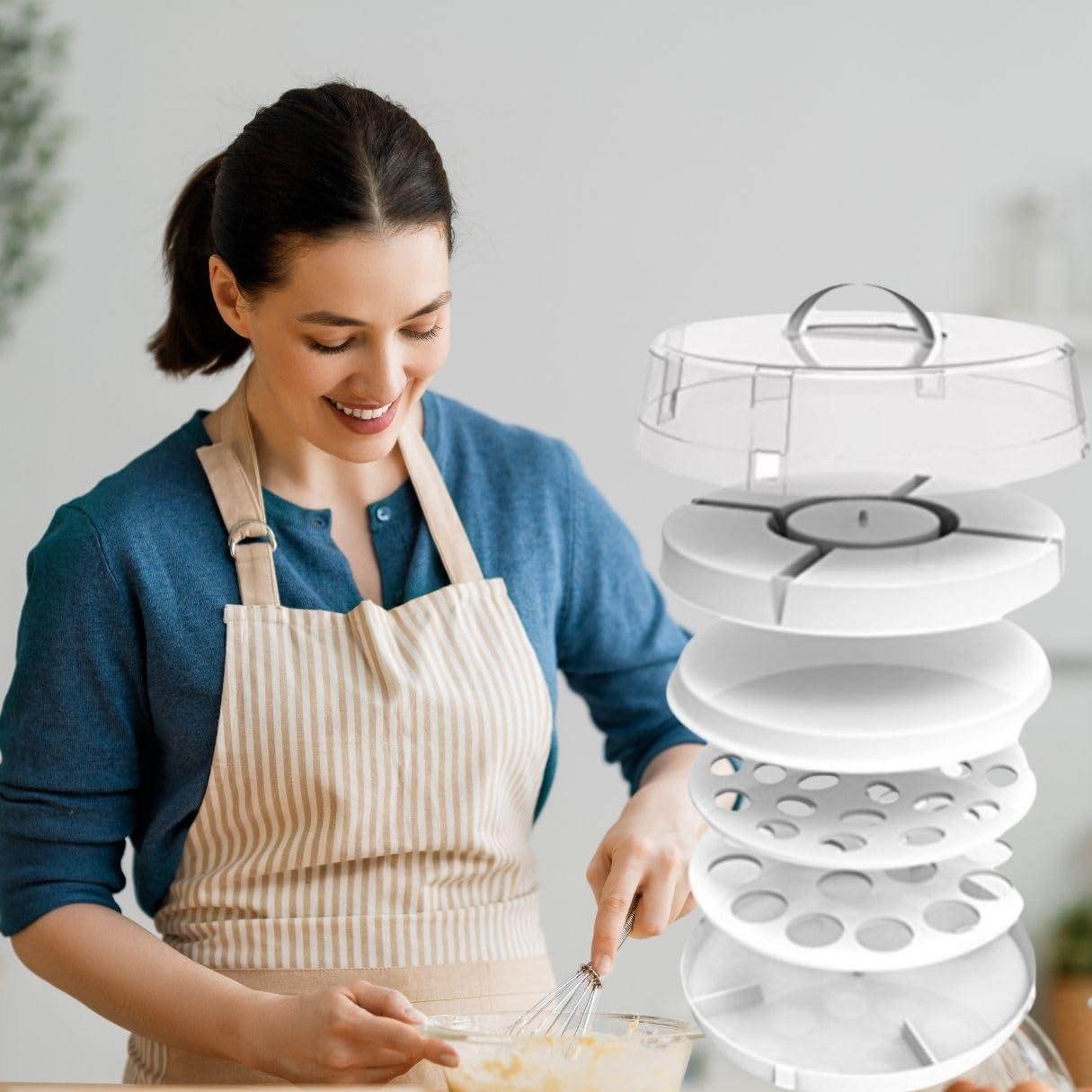 Crazy Chef Crazy Chef Premium 6 in 1 Cupcake Carrier with Lid Collapsible Portable BPA-Free Cake Carrier With Lid and Handle- Cupcake Carrier - Deviled Egg Carrier with Lid - Pie Carrier