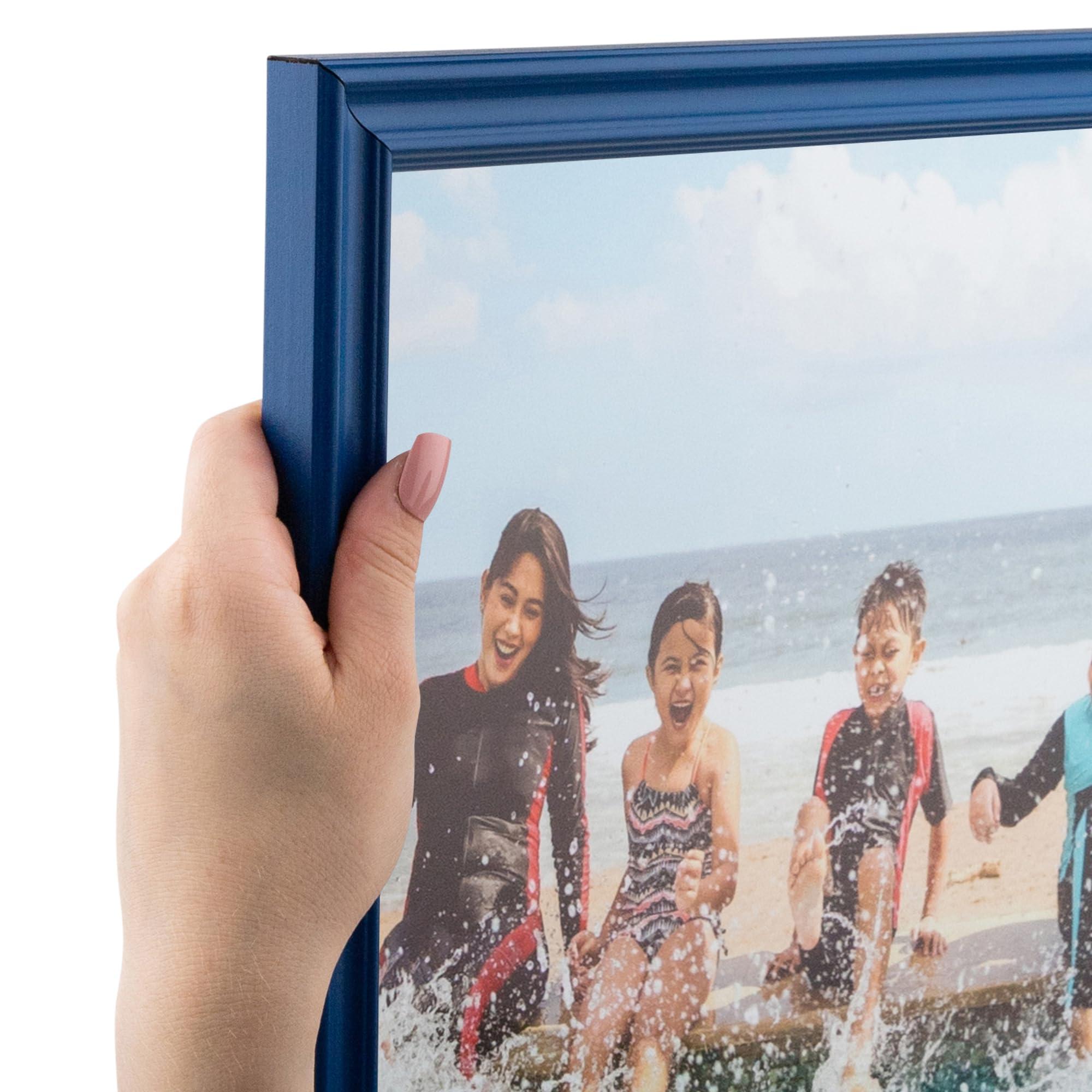 ArtToFrames ArtToFrames 12x24 Inch Blue Picture Frame, 5 - Pack, This 1.00 inch Custom Wood Poster Frame is Blue, Comes with Economy Acrylic (Frame_Pack_5_0066-60823-YBLU-12x24)