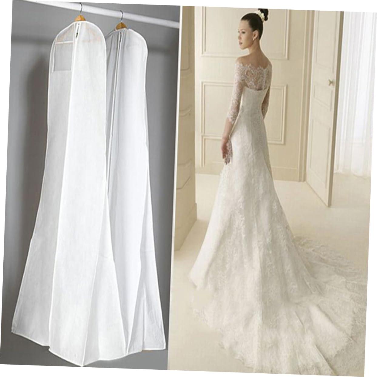 HOOTNEE HOOTNEE Nonwoven Bridal Gown Cover Wedding Dress Garment Bag Full Length Dress Cover Bag Zipper 170x50x40cm White