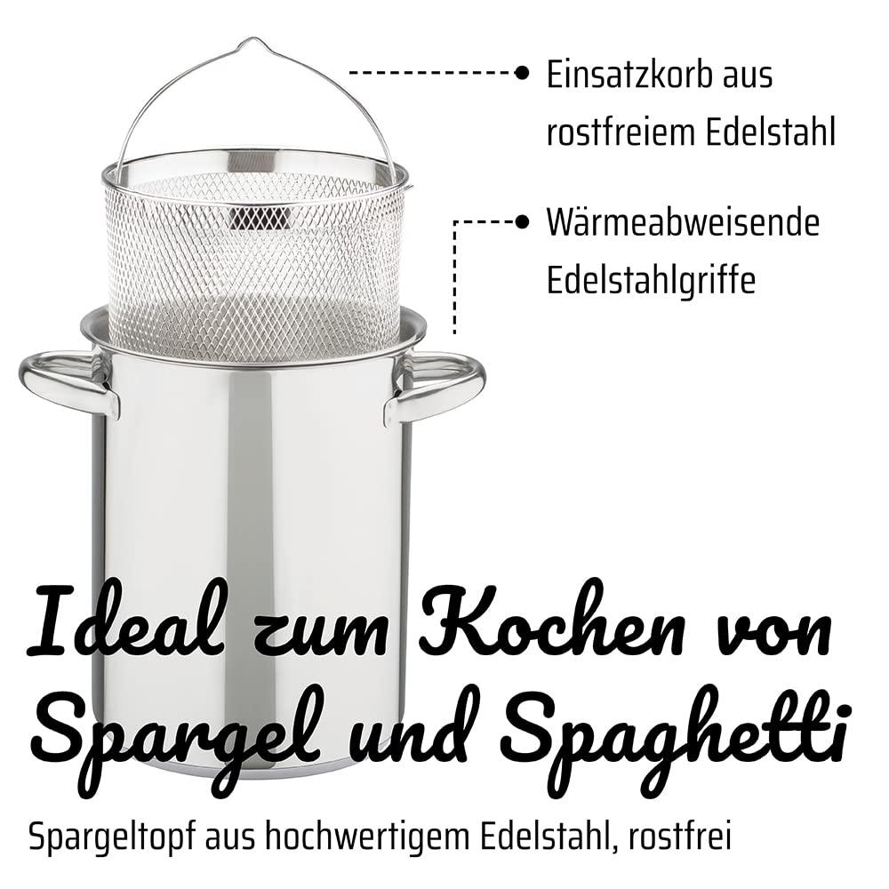 GSW GSW Stahlwaren GmbH Spaghetti Pot with Insert, Silver, 16 x 21 cm, 4.2 Litre