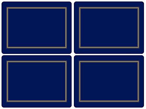 Pimpernel Pimpernel Classic Midnight Blue Collection Placemats | Set of 4 | Heat Resistant Mats | Cork-Backed Board | Hard Placemat Set for Dining Table | Measures 15.7” x 11.7”