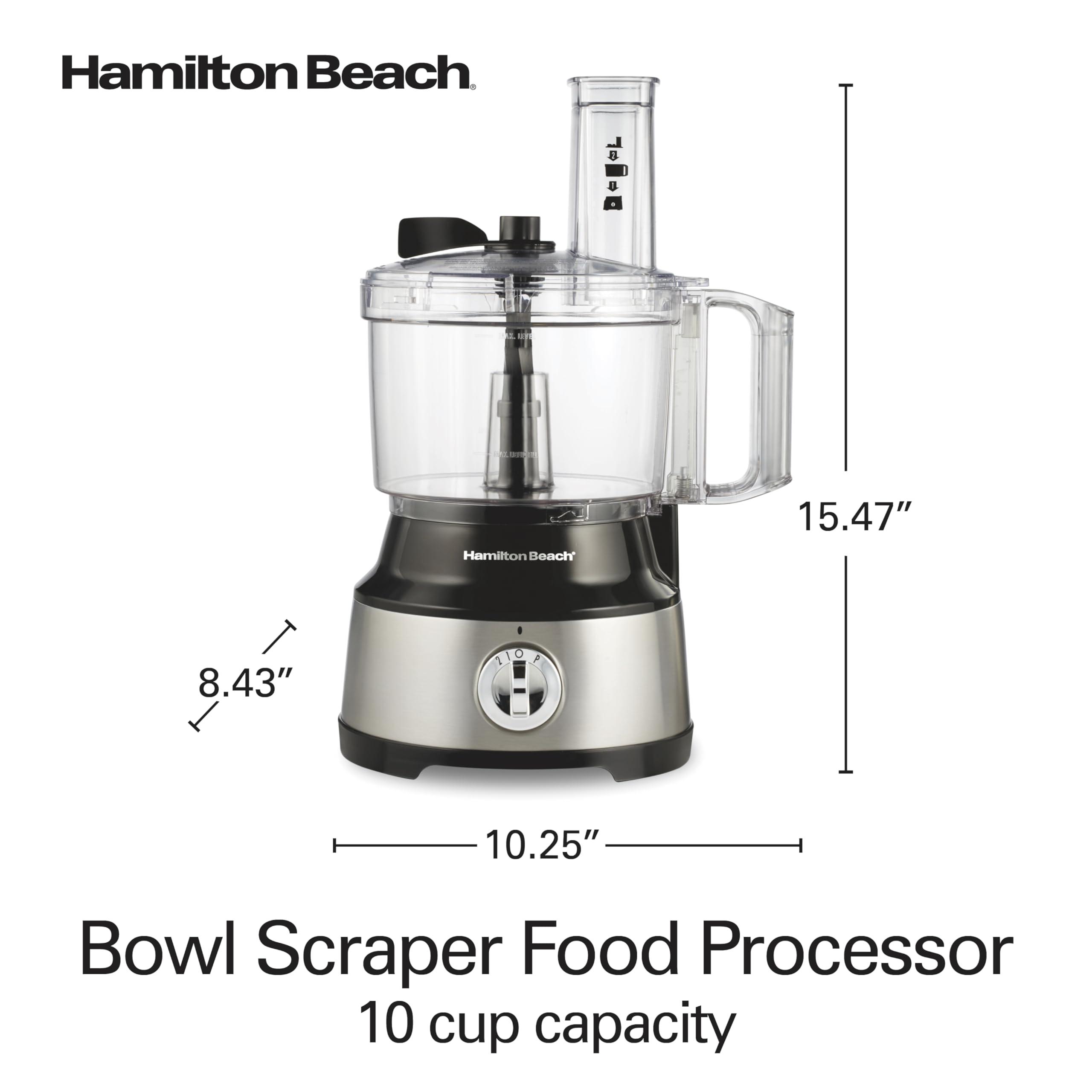 Hamilton Beach Hamilton Beach Food Processor & Vegetable Chopper for Slicing, Shredding, Mincing, and Puree, 10 Cups + Easy Clean Bowl Scraper, Black and Stainless Steel (70730)