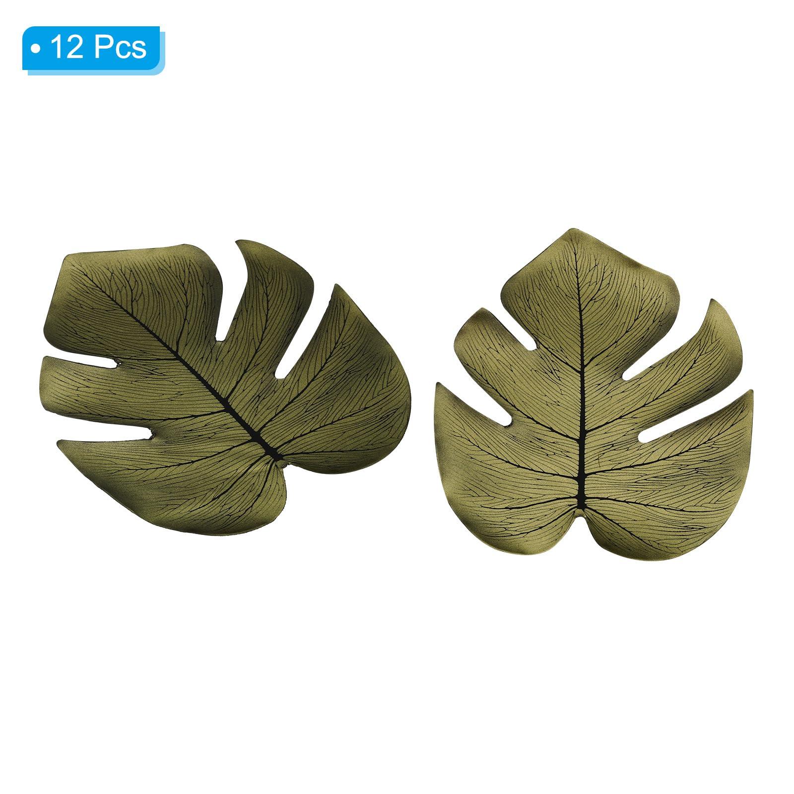 PATIKIL PATIKIL 8\" Gold Palm Leaves, 12 Pack Artificial Palm Leaves Faux Palm Fronds Fake Palm Leaf Simulation Tree Leaves for Home Hawaiian Jungle Beach Party, Style 22