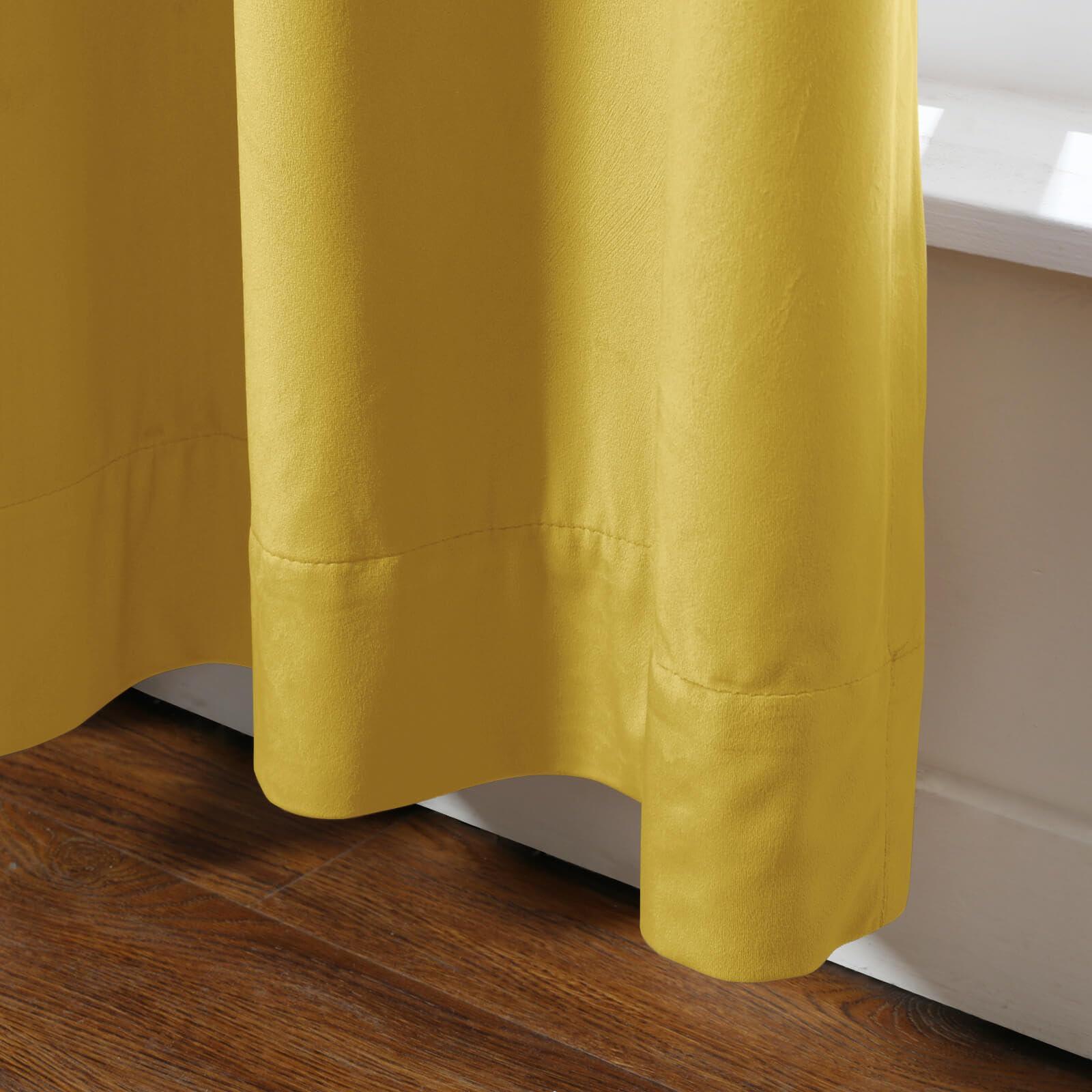 Drapifytex Drapifytex Solid Color Pinch Pleat Velvet Theater Curtain, 120 Inches Extra Long Bedroom Soft Velvet Thermal Insulated Blackout Drape for Track (Yellow,1 Panel)