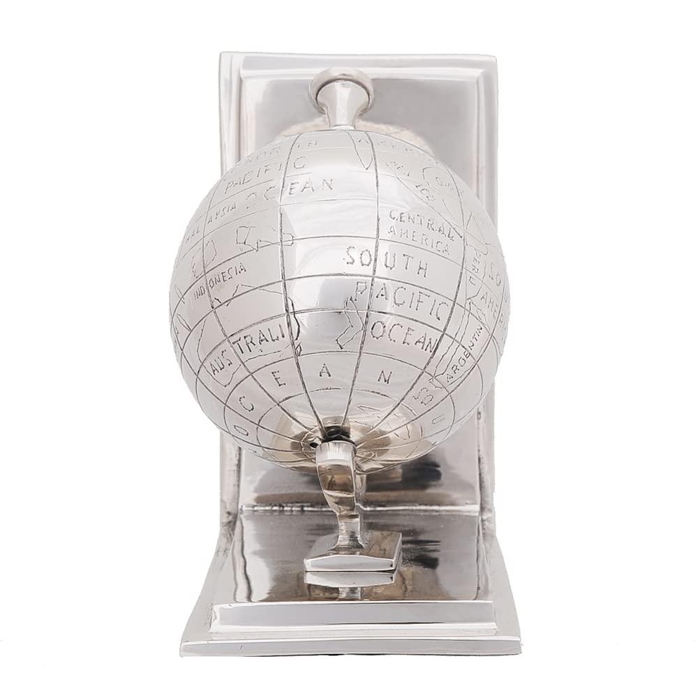 Old Modern Handicrafts Old Modern Handicrafts Set of 2 Aluminium Globe Bookend - Made from Aluminium with Shiny Finish - 6.8L x 4.5W x 7.8H Inches