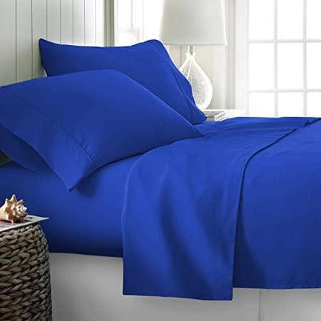 DIFFERENT SHEETING Sheet Set 4 Piece - Queen Size Cotton Bed Sheets 400TC Egyptian Quality Sheets - Fits Upto 21\" Deep Pocket Mattress, Long Staple & Extra Soft Sheets and Pillow Cases - Royal Blue Solid.