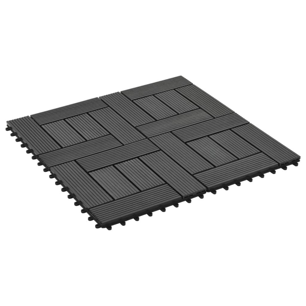 vidaXL vidaXL Black Decking Tiles - 11 pcs - Water-Resistant Wood Plastic Composite (WPC) - 11.8"x11.8" Size - 1 sqm Coverage - Perfect for Patios, Balconies, Pool and Spa Area