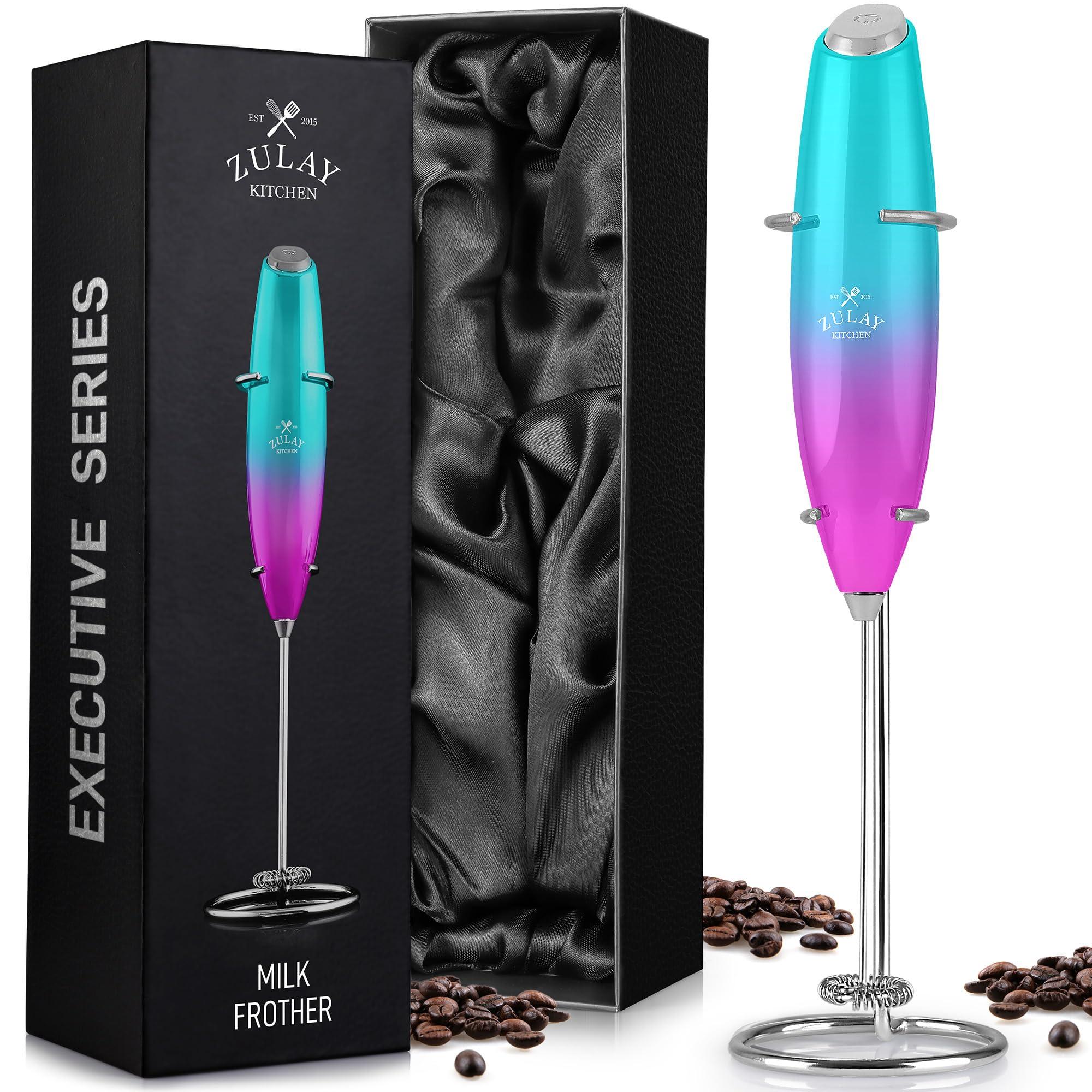 Zulay Kitchen Zulay Kitchen Executive Series Milk Frother Wand - Upgraded & Improved Stand - Ideal Coffee Gift - Coffee Frother Handheld Foam Maker For Lattes - Electric Milk Frother Handheld For Cappuccino