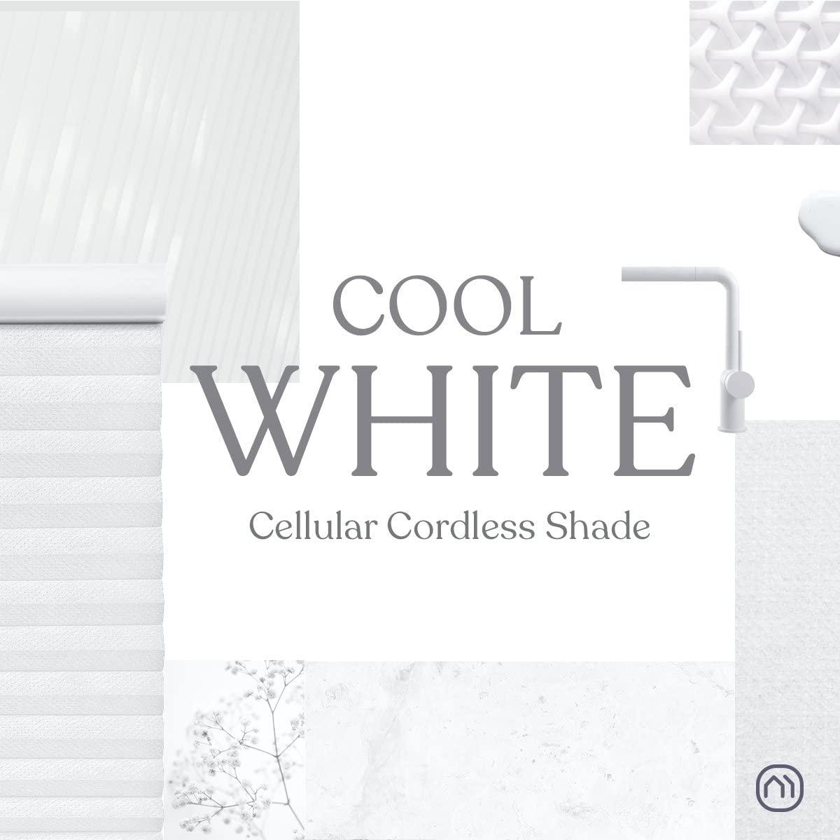 Mood MOOD Top Down Bottom Up Cellular Shades | Luxury Meets Function | Cordless, Light Filtering, Insulation, Acoustic Comfort | Honeycomb Blinds for Windows | Cool White | 60.5" Width x 48" Height