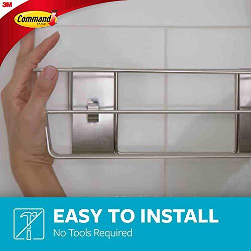 Command Command BATH31-SN-ES, Heavy Duty Shower, Satin Nickel, 1-Caddy, 1-Prep Wipe, 4-Water-Resistant Strips, Organize Damage-Free, 0