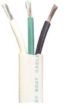Lawrence Marine Products 12/3 AWG Triplex Tinned Marine Wire, Black/Green/White 100 Feet