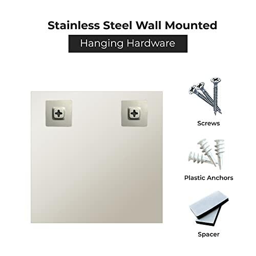 Fab Glass and Mirror Fab Glass and Mirror Wall Mounted 30"x30" Frameless Square Mirror | 1" Beveled Edge Mirror with Hooks for Bathroom Wall, Hallway, Bedroom, Makeup Vanity