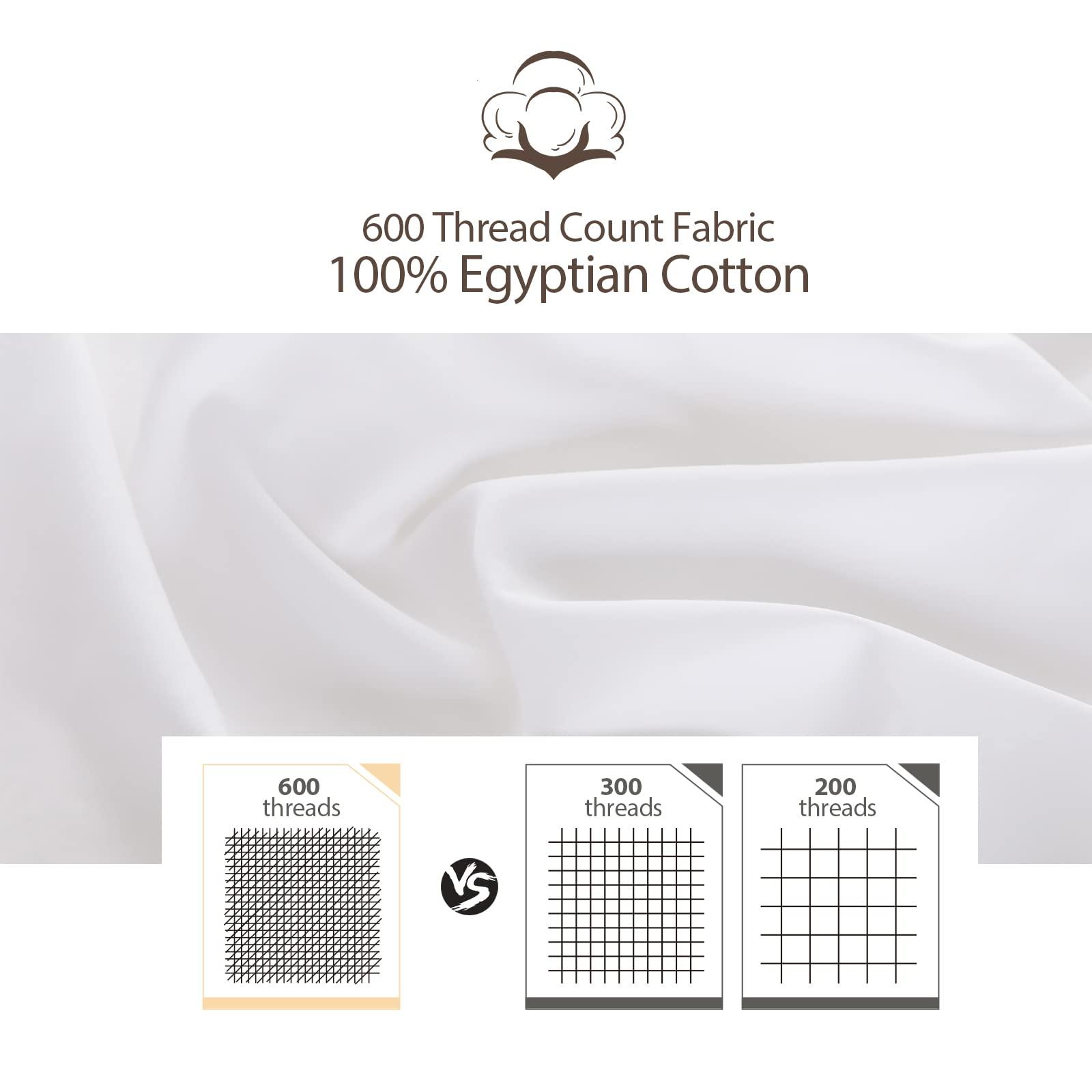 Shunjie.Home Split King/2 Pack Twin XL Egyptian Cotton Fitted Sheets 600 Thread Count 16\" Deep Pocket(Split King/2 Pack Twin XL Fitted Sheet, White)