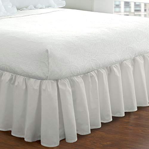 FRESH IDEAS FRESH IDEAS Bedding Ruffled Bed Skirt, Classic 14” Drop Length, Gathered Styling, Cali King, White