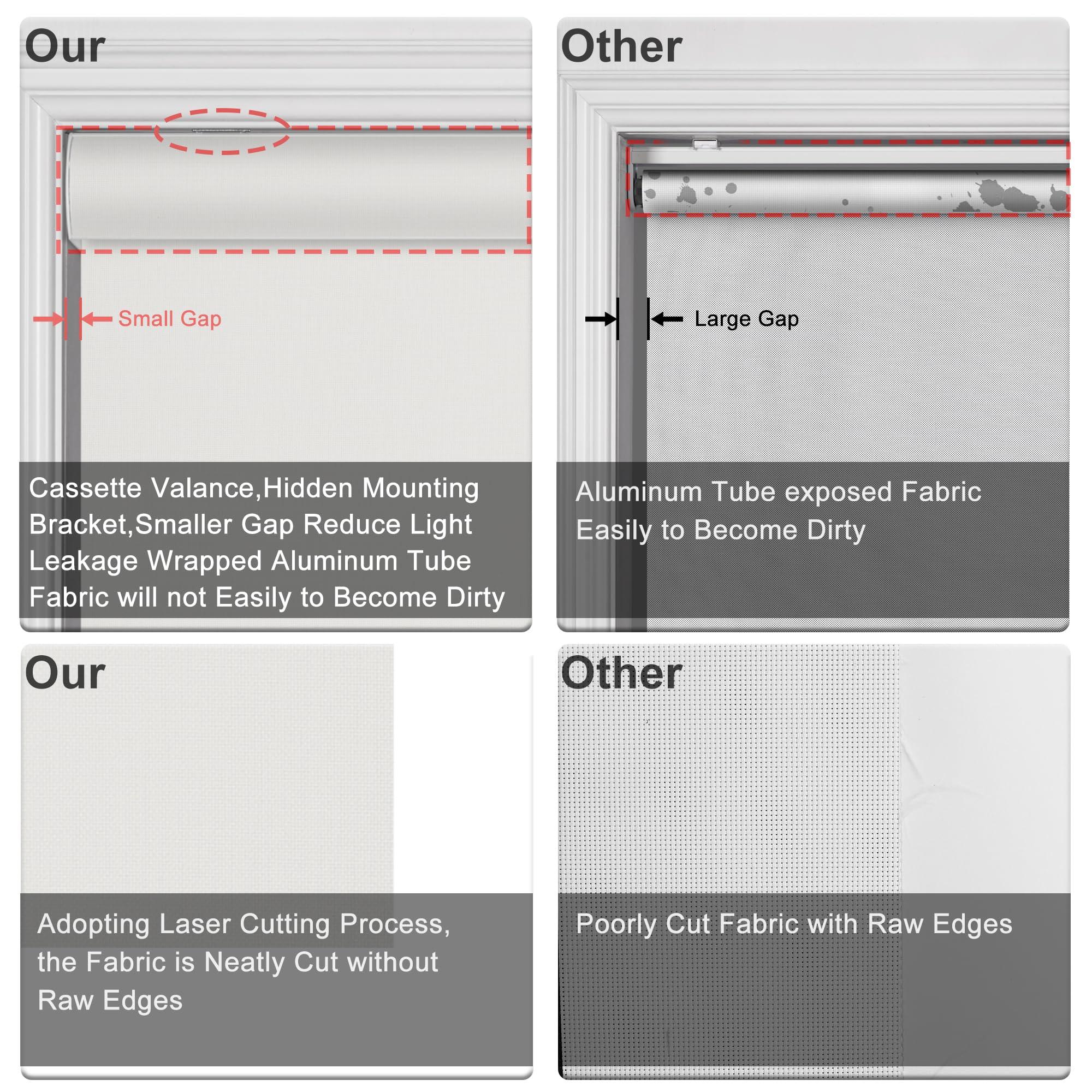 Sulugood Sulugood Light Filtering Roller Shades for Windows Cordless Solar Roller Blinds 10% Openness with Cassette Valance Room Darkening & Heat Insulated Window Shades for Home Office,Off White,65"W x 84"H