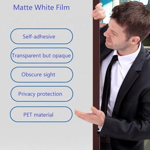 Sunice Sunice White Opaque Window Film Self Adhesive Frosted White Privacy Protection Sun Blocking Heat Rejection Glass Tint for Home,Building 23.6in x 79in