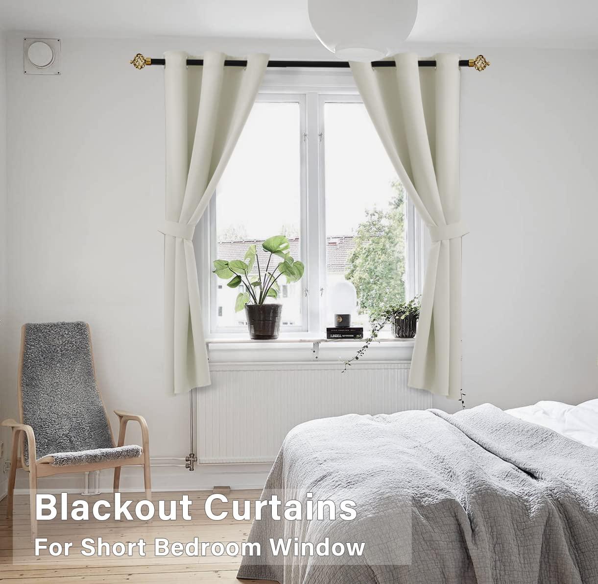 KOUFALL KOUFALL 48 Inch Curtains Length,Room Darkening 60-70% Blackout Black Out Heat Light Blocking Short Drapes for Kitchen,Cream Beige