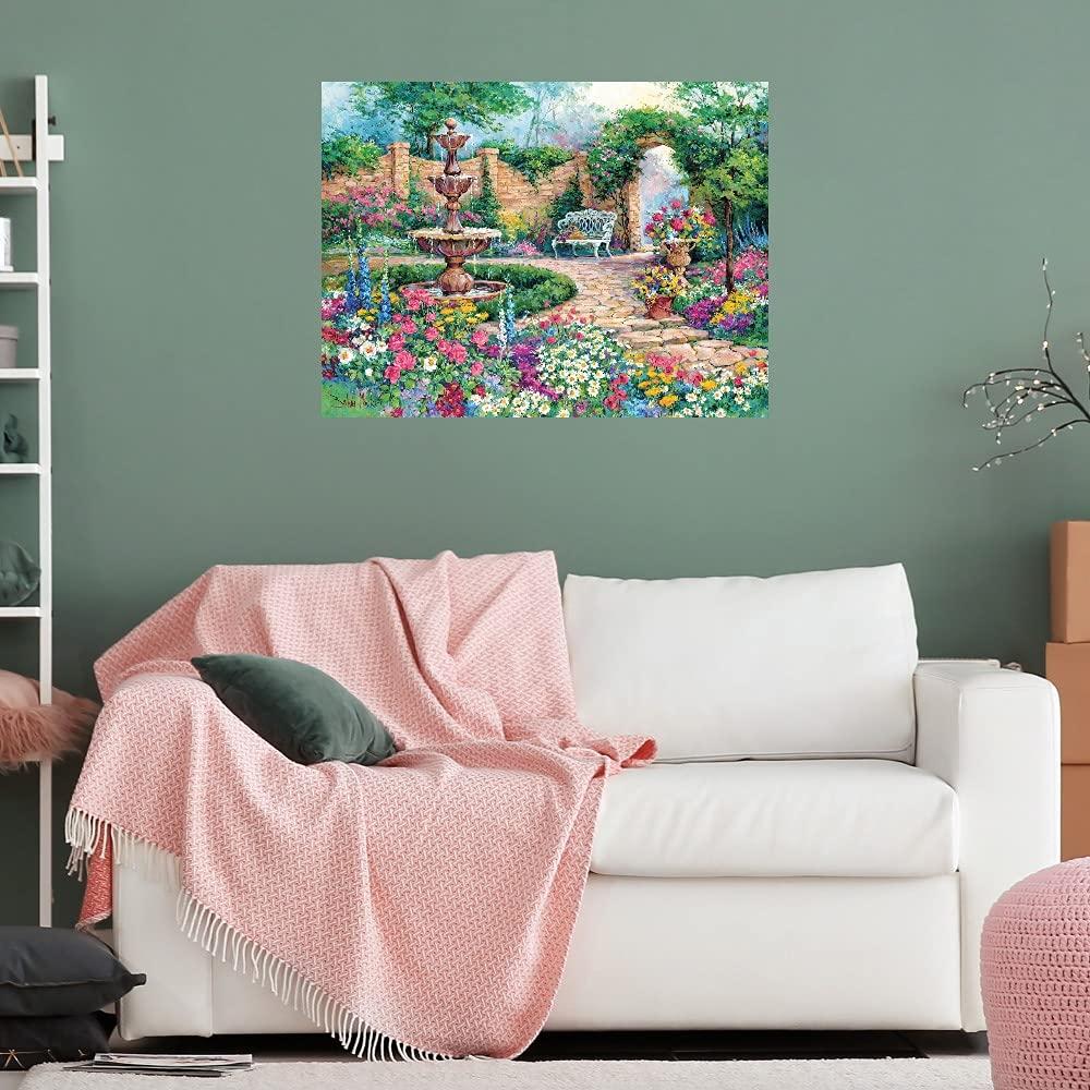 Fine Art Canvas Fine Art Canvas Tranquil Garden Canvas Wall Decor by Artist Barbara Mock for Living Room, Bedroom, Bathroom, Kitchen, Office, Bar, Dining & Guest Room - Ready to Hang - 43 in x 32 in