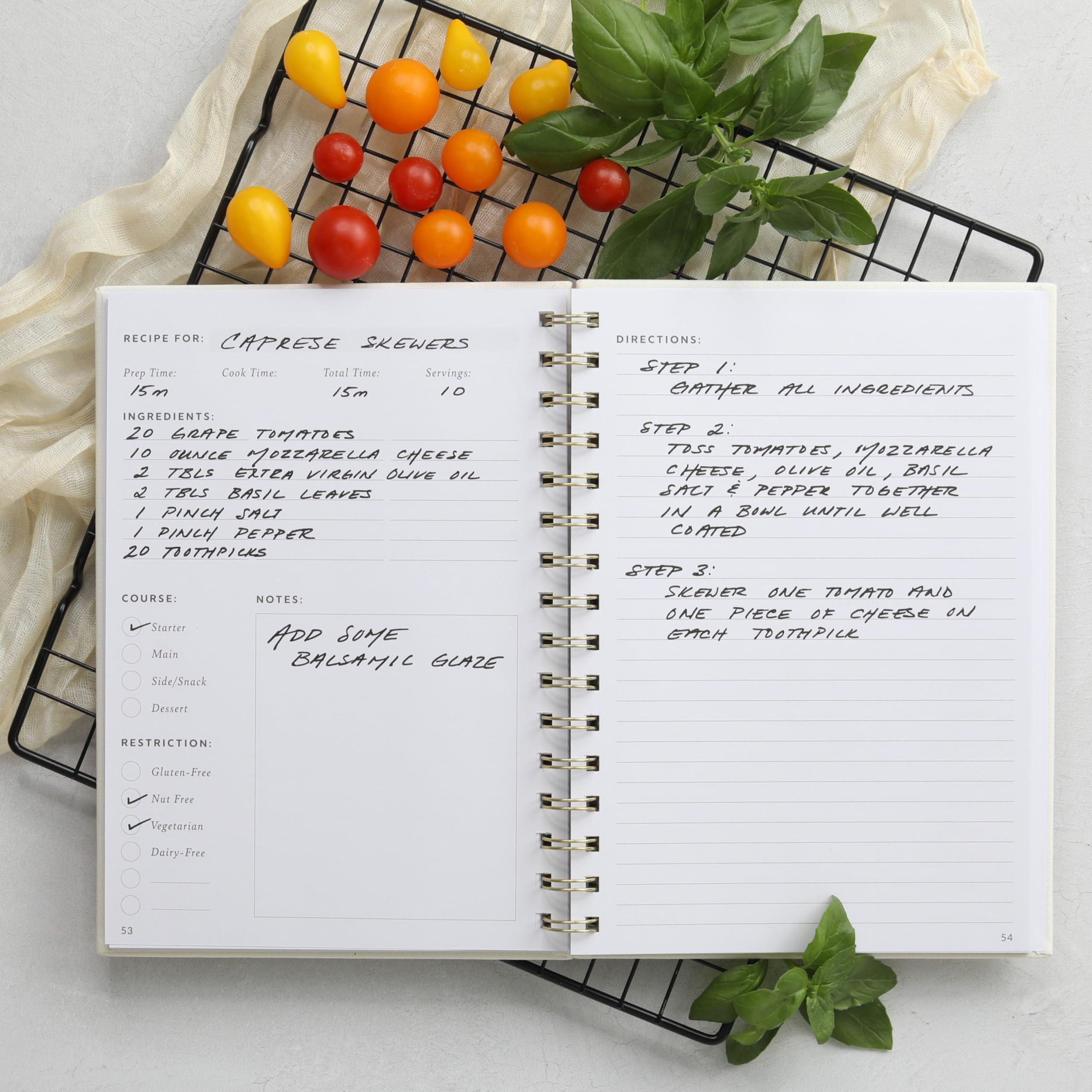ZICOTO ZICOTO Aesthetic Blank Recipe Book with Linen Cover - The Perfect Recipe Notebook to Write in Your Own Recipes - Beautiful Blank Cookbook to Organize Your Recipes