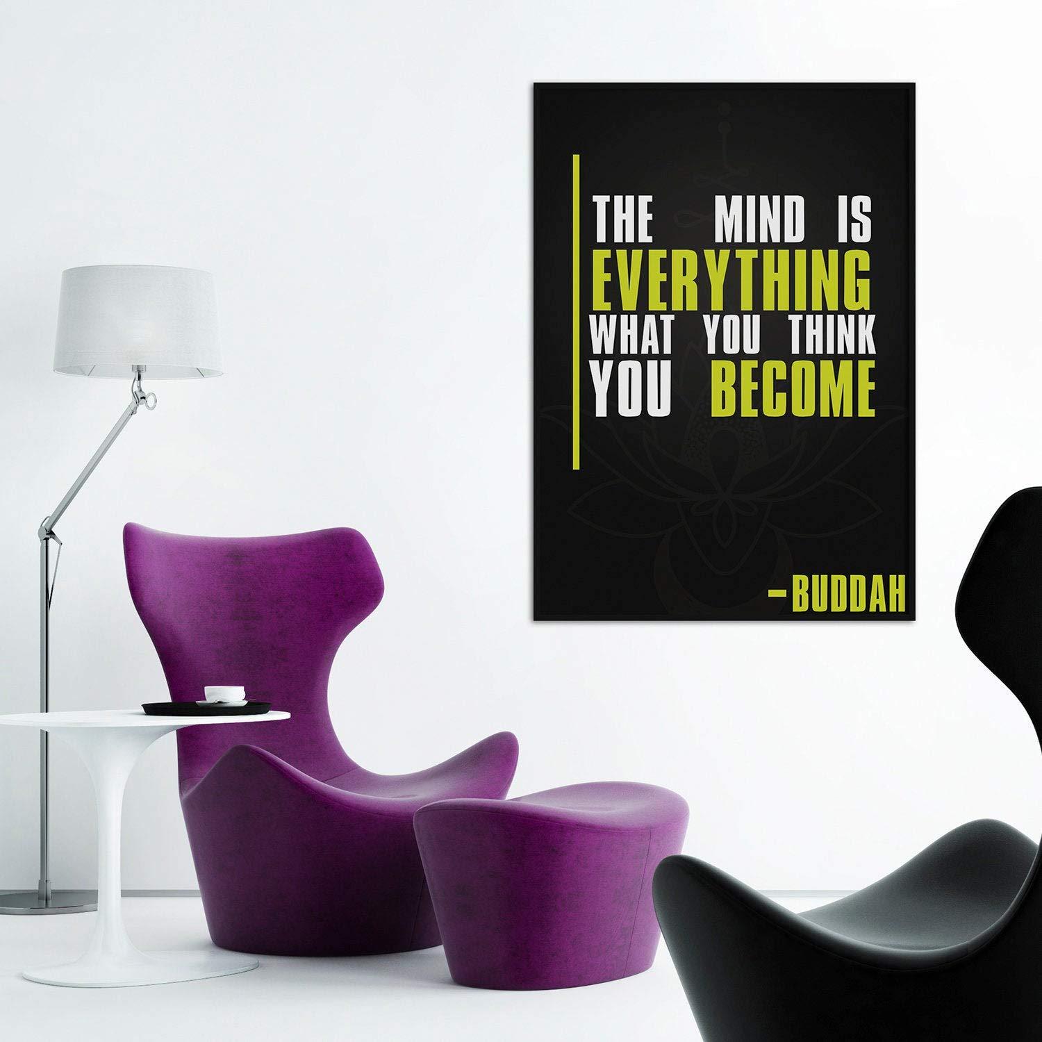 Decords Motivational Quote Wall Poster Print Art - Inspiring Motivation Positive Printable Gift - Buddah The Mind is Everything What You Become