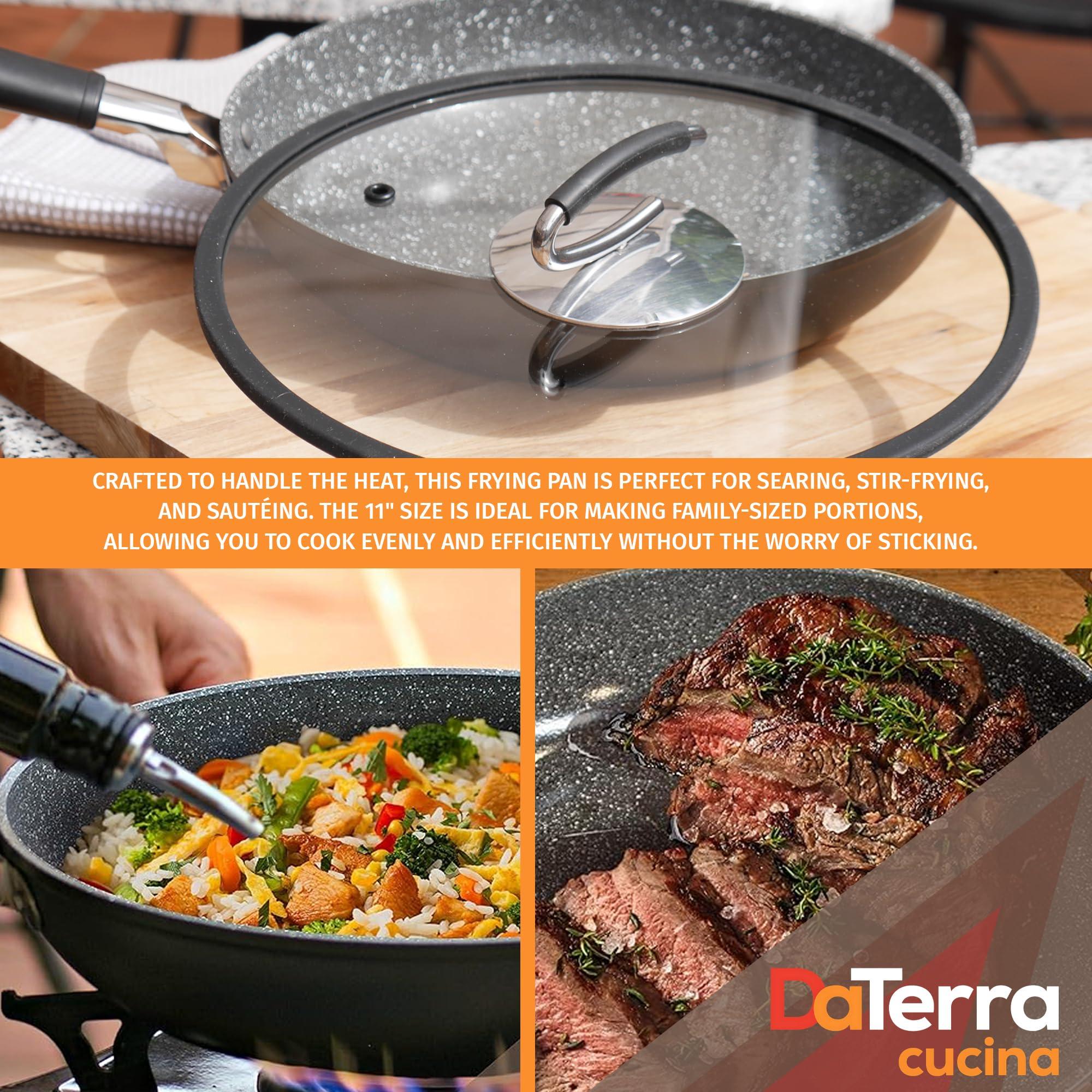 DaTerra Cucina DaTerra Cucina 11 Nonstick Frying Pan w/Lid | Made in Italy | PTFE, Cadmium, Lead and PFOA free proprietary nontoxic ceramic coating
