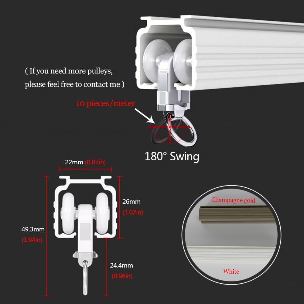 HomeLoft Basics Curtain Track Streamline Aluminium Curtain Track Set Ceiling Or Wall Mounted Curtain Rail For Curtains Drapes,and Room Dividers 120/180/350/380/450/480/500cm (Color : White, Size : 13.5 FT)
