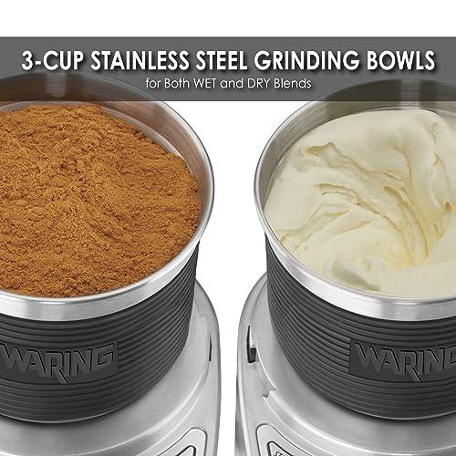 Waring Waring Commercial WSG60 3 Cup Spice Grinder, 1 HP Motor, 20,000 RPM\'s, Pulse Actuation, Includes 2 stainless steel grinding-bowls-120V, 175W, 5-15 Phase Plug, 0.9 cu. ft.