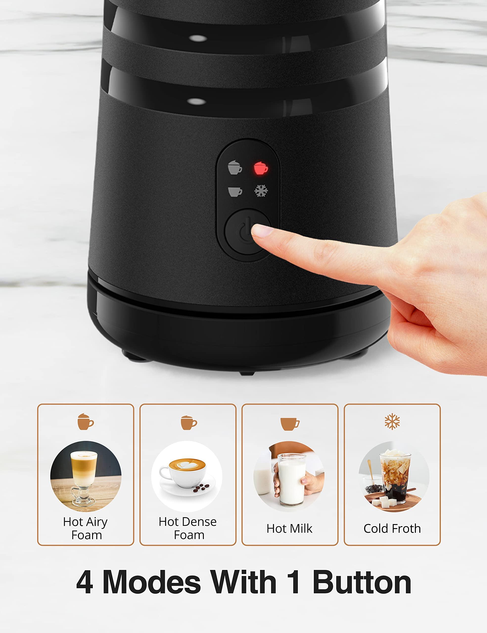 PARIS RHNE Milk Frother, Paris Rhne Milk Frother and Steamer for Hot and Cold Foam, 4-in-1 Electric milk frother for coffee, Quiet Milk Steamer with Auto Shut OFF, Milk Warmer for Latte, Cappuccino, Macchiato