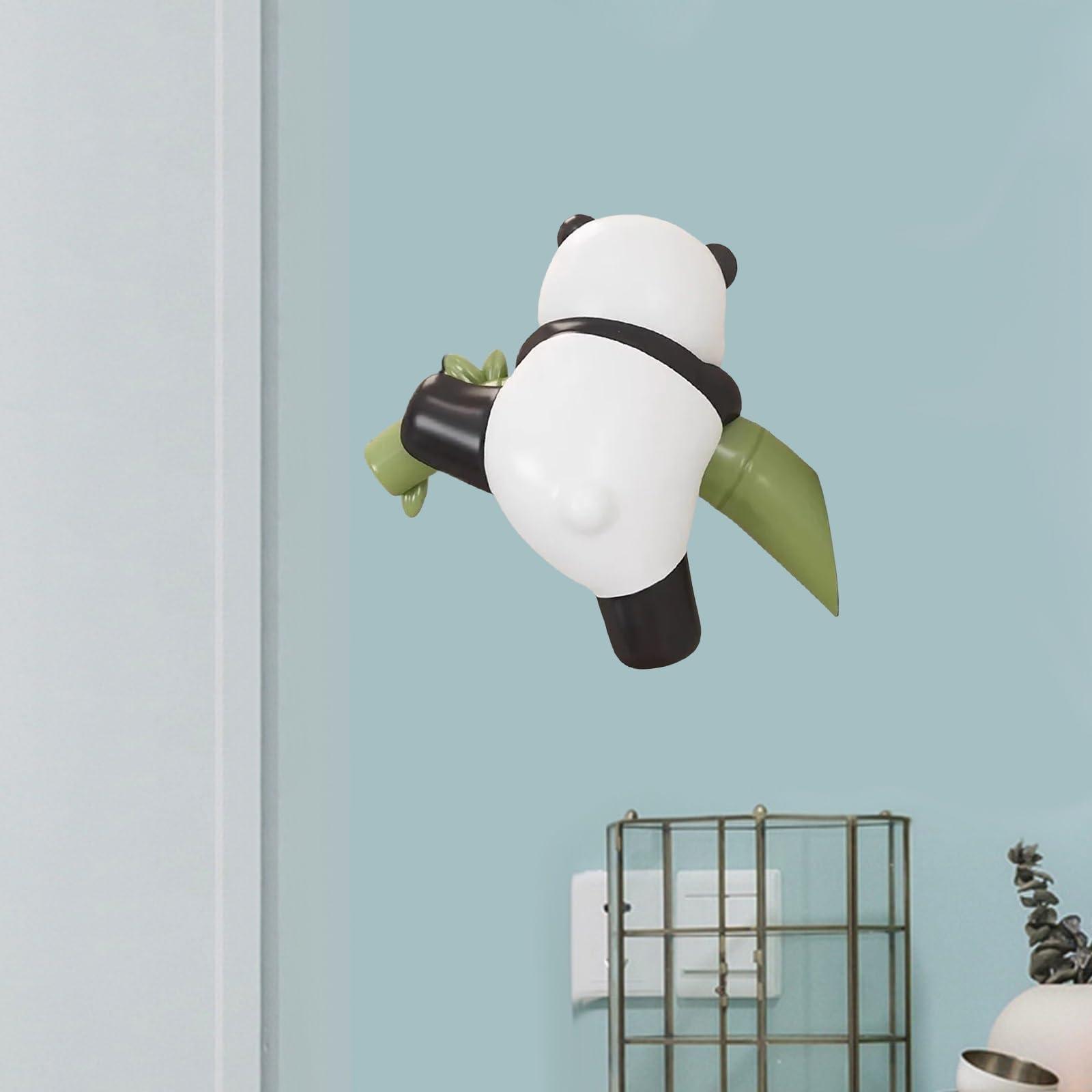 Whbbbj Whbbbj Panda Bamboo Wall Decoration, Panda Bamboo Wall Hanging Sculpture, Creative Panda Wall Decor, Panda Bamboo Staue Ornament, Modern Resin Panda Statues, for Room Bedroom Wall Decoration Pendant