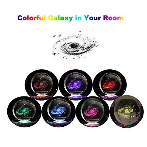 Zulux Zulux Galaxy Crystal Ball - Galaxy Balls for Kids with LED Lamp Base, Clear 80mm(3 inch) Galaxy Glass Art for Kids Birthday Gifts, Teacher Gifts,Gift for Anniversary and Boyfriend Birthday
