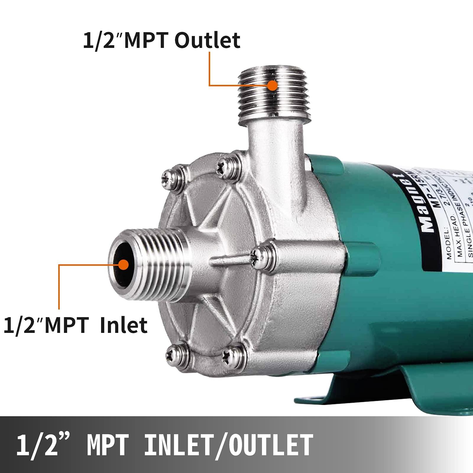 TYQXSH TYQXSH Pump Accessories Home Brewing Equipment, Homebrew Pump with Stainless Steel Head 1/2\" High Temp Magnetic Water, Party Beer Pump