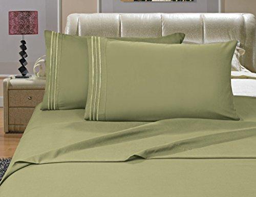 Elegance Linen Elegance Linen Wrinkle-Free- 1500 Thread Count California King Size Luxury Silky Soft Weave 4pcs Sheet Set Deep Pocket Up to 16" - Green
