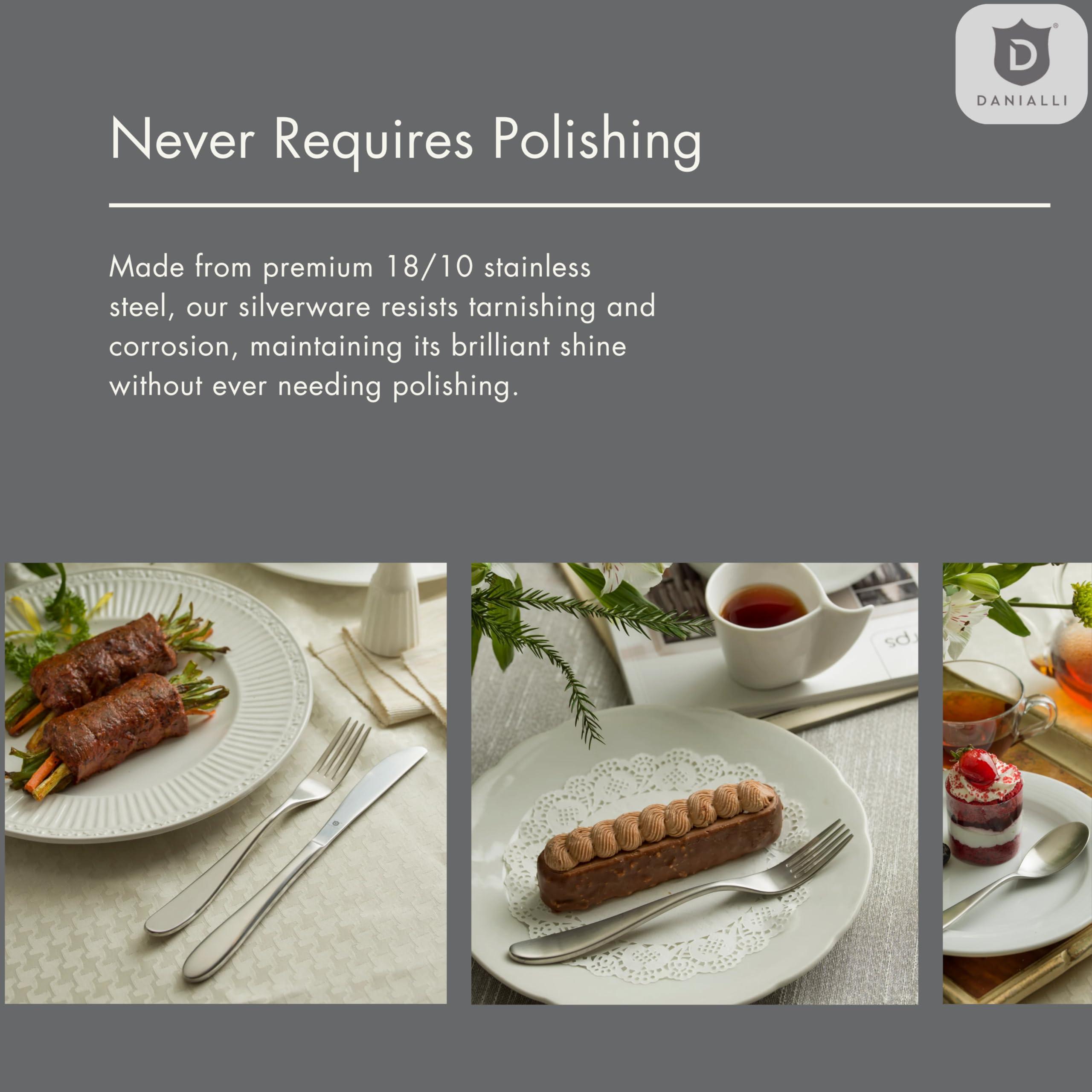 D DANIALLI DANIALLI Modern Marettimo Silverware Set - 18/10 Stainless Steel Flatware Set for Elegant Dining - Dishwasher Safe Cutlery Set (40-Piece Matte)