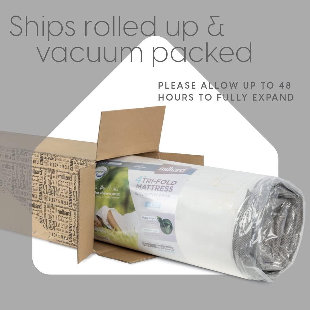 Milliard Milliard Tri Folding Mattress with Washable Cover Space Saver Single Size (75 inches x 25 inches x 4 inches)