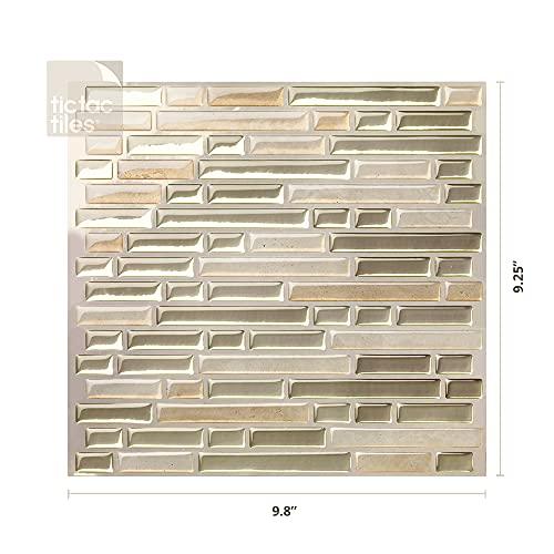 Tic Tac Tiles Tic Tac Tiles Peel and Stick Self Adhesive Removable Stick On Kitchen Backsplash Bathroom 3D Wall Sticker Wallpaper Tiles in Como Designs (10, Sand)