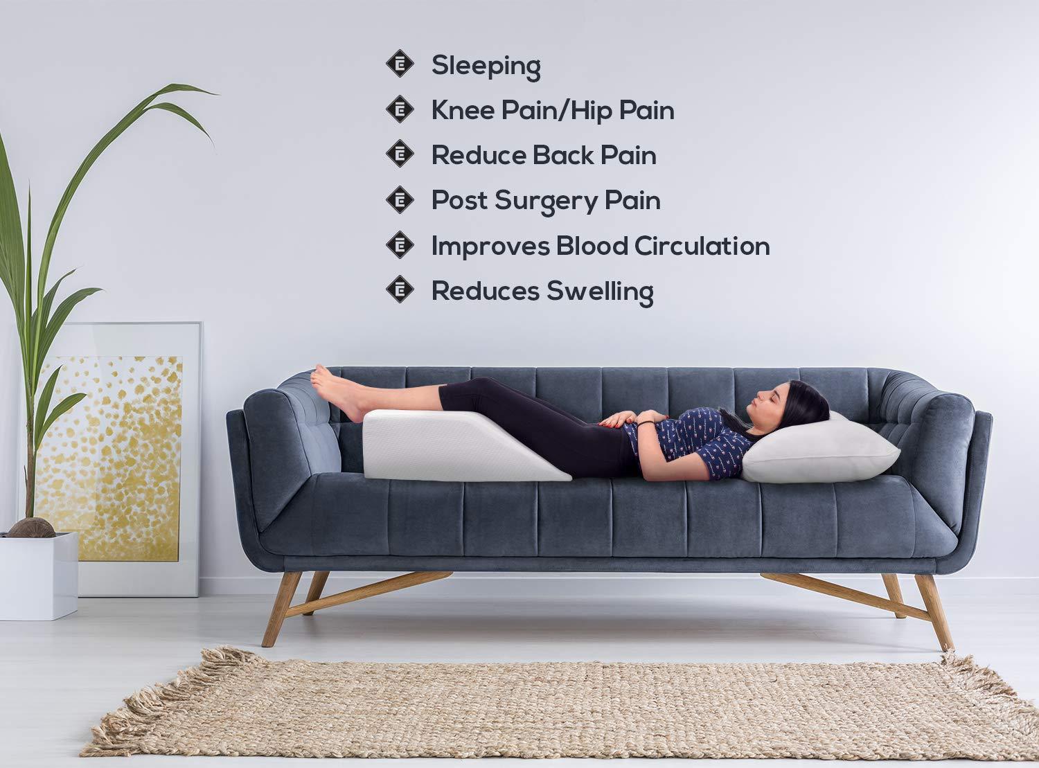 Ebung Ebung Memory Foam Leg Elevation Pillows- Leg Support Pillow to Elevate Feet, Leg Pillows for Elevation Blood Circulation, Leg Swelling, Sciatica - Leg Wedges for Elevation