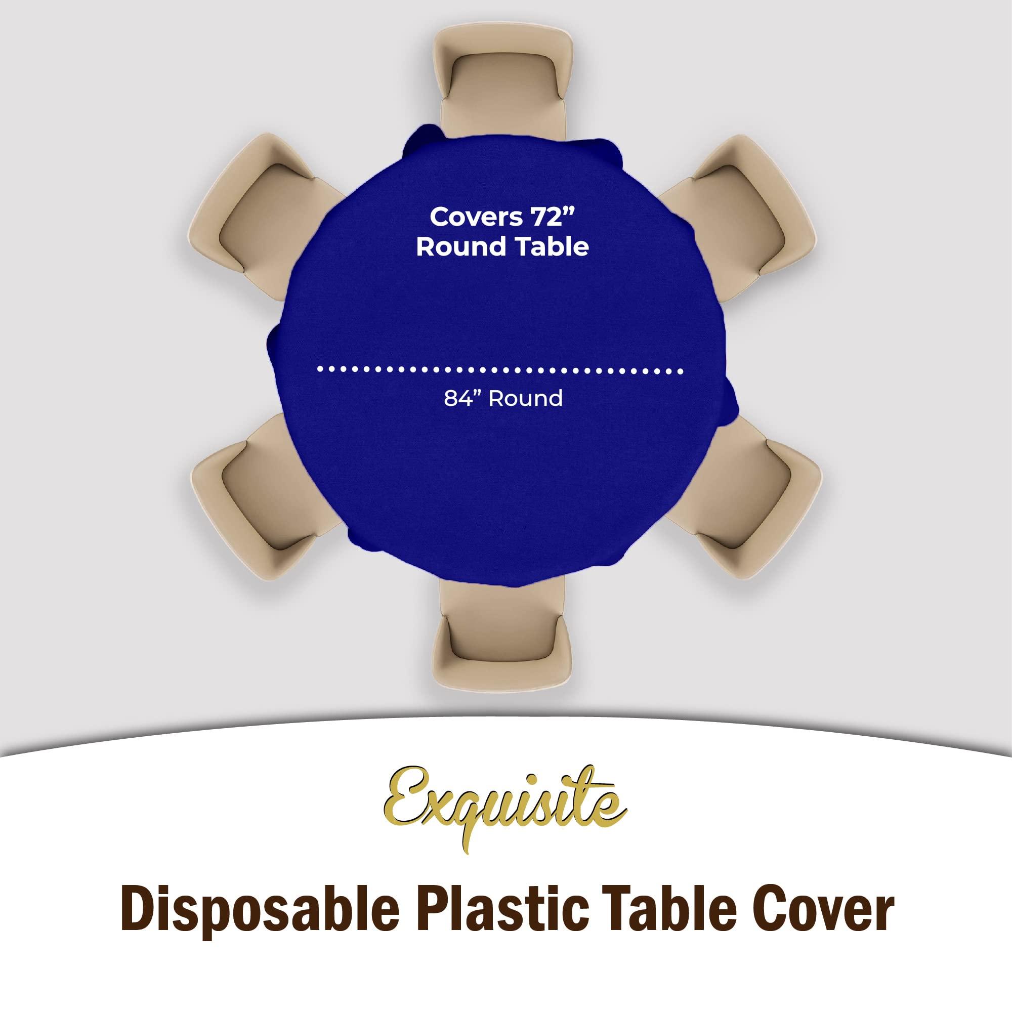 Exquisite Exquisite 12-Pack Premium Plastic Tablecloth 84in. Round Table Cover - Navy Blue