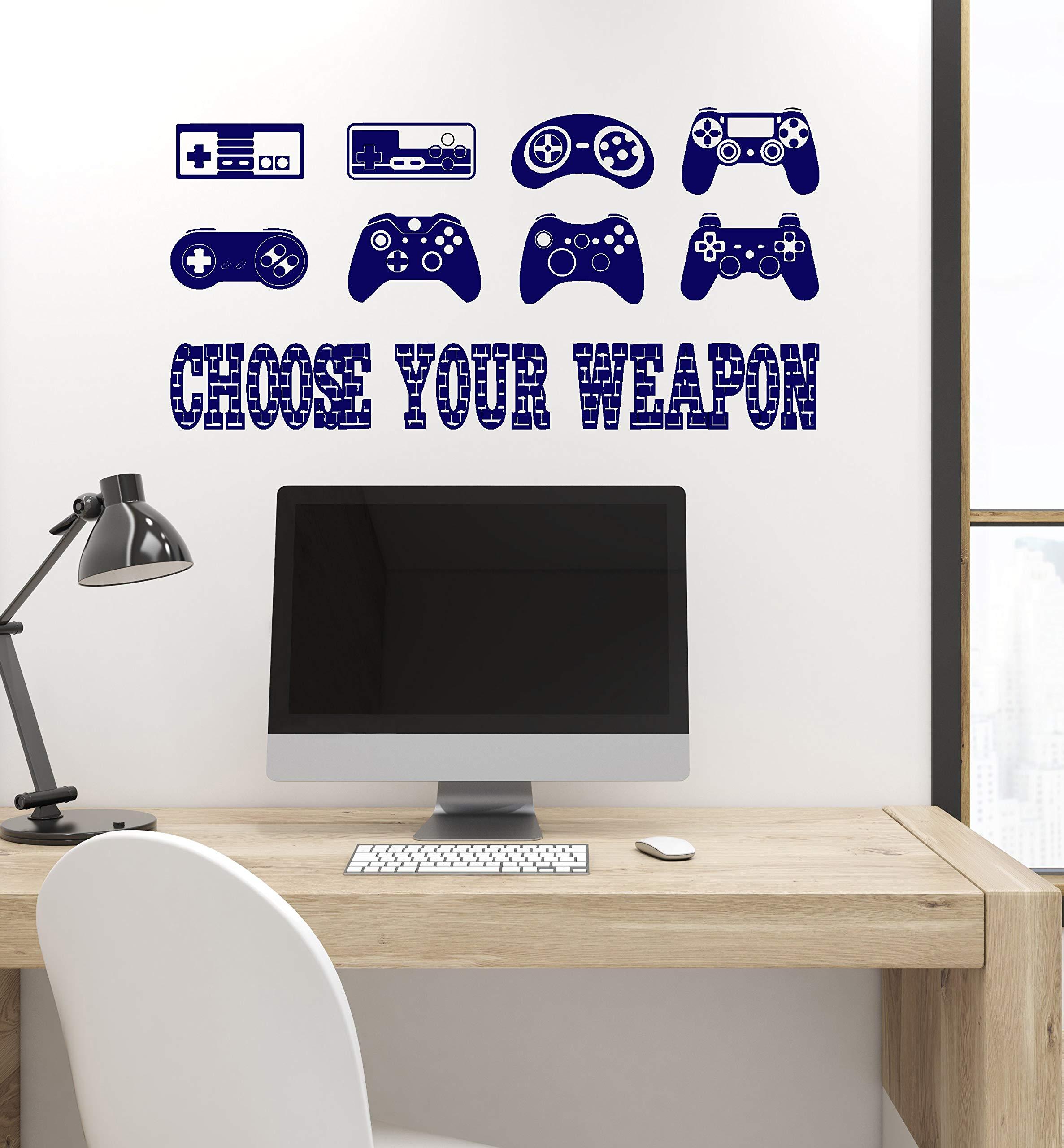 WallStickers4ever Large Vinyl Wall Decal Gaming Quote Joysticks Video Game Stickers Large Decor (ig4500) Grey
