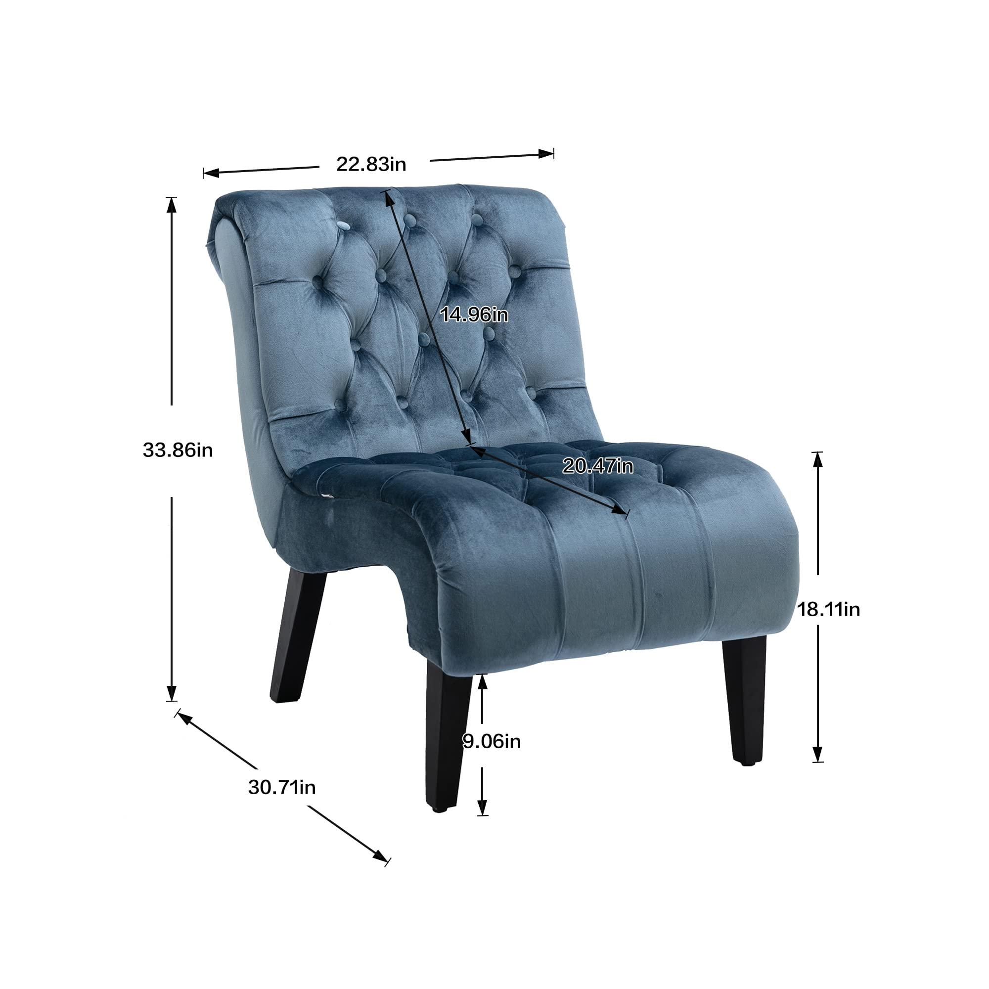 HomSof HomSof Velvet Accent Chair for Living Room, Chaise Lounge Single Sofa, Blue Recliner Chair with Rubber Wood