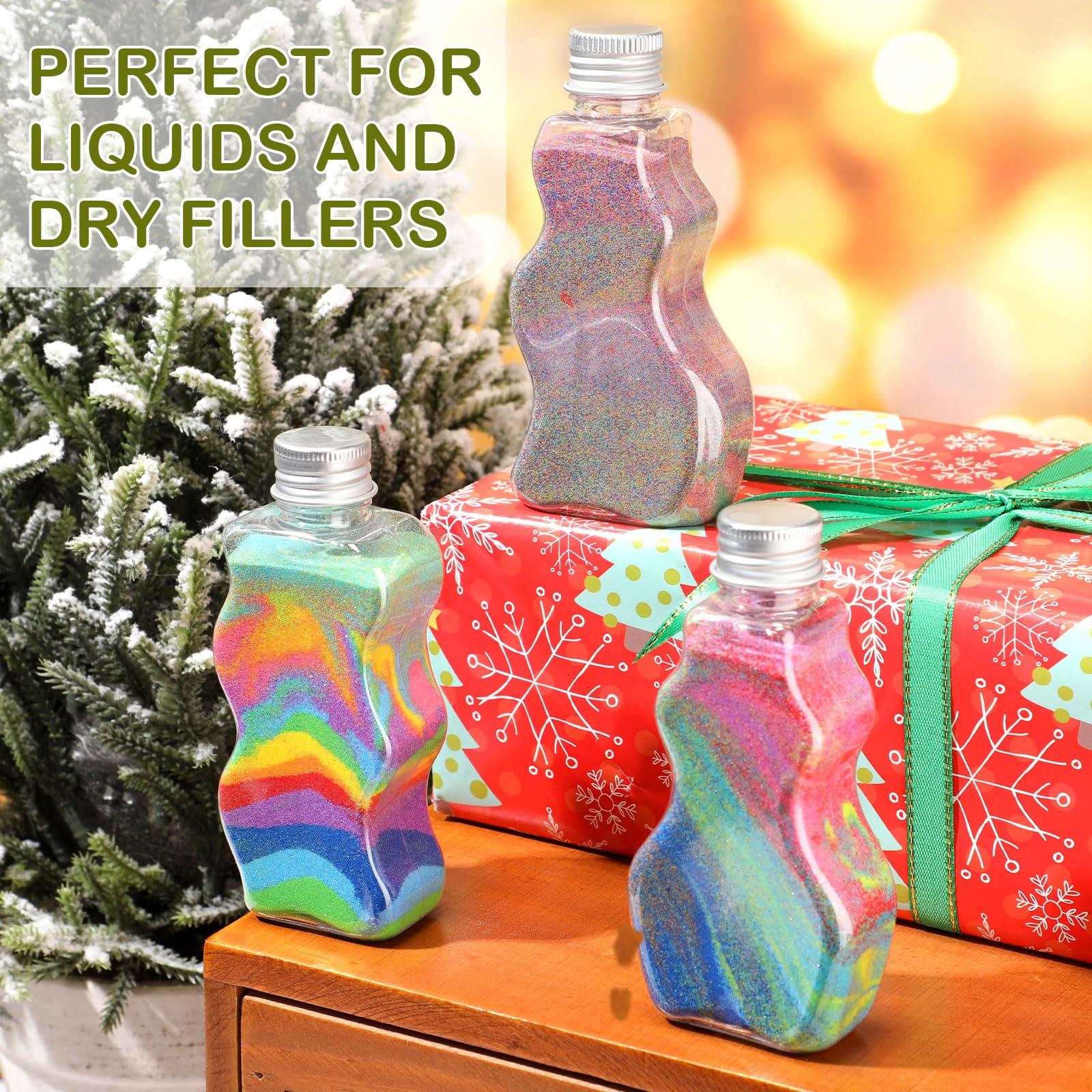 Yaomiao Yaomiao 30 Packs 2.5 oz Plastic Sand Art Bottles with Lids for Kids 3 Style Sand Art Clear Container for Wedding Invitation Fun Craft Supply Boy Girl Decoration(Silver Lid,Aluminum Lid)