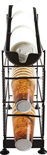 Carlisle Paddles San Jamar Wireworks Cup and Lid Dispenser Fits 8 - 44 Oz. Cups, 3 Tiers with Suction Cup Feet for Restaurants, Fast Food, And Kitchens, Plastic, 8.25 X 20.5 X 22.5 Inches, Black